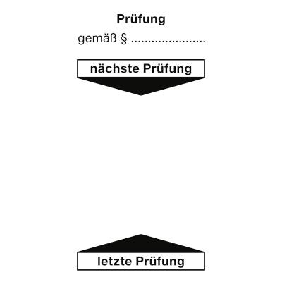 Grundplakette Prüfung gemäß § nächste Prüfung..., Dokumentenf., 40x80mm, 10 St./Bo.-0