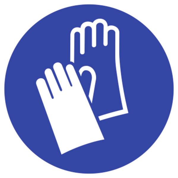 Schild Handschutz benutzen ISO 7010, Folie, Ø 100 mm