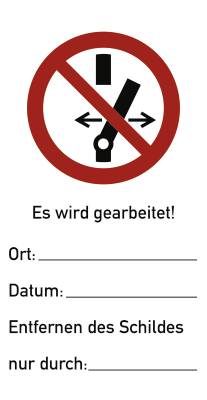 Schild Schalten verboten! Es wird gearbeitet ISO 7010, Kunststoff, 76x147 mm , 10 Stück/VE-0
