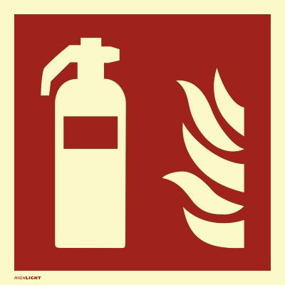 Schild Feuerlöscher ISO 7010, Alu, langnachleuchtend, 160-mcd, 200x200 mm-0