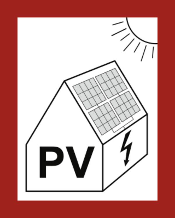 Schild Hinweis auf eine PV-Anlage (Photovoltaikanlage), Folie, 105x148 mm