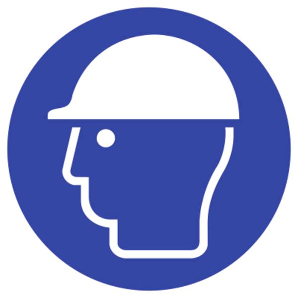 Schild Kopfschutz benutzen ISO 7010, Alu, Ø 200 mm