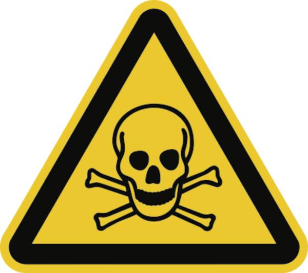 Schild Warnung vor giftigen Stoffen ISO 7010, Folie, 200 mm SL