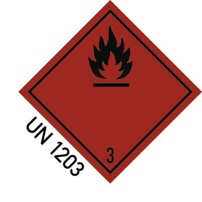 Aufkleber Gefahrzettel Klasse 3, UN 1203, Folie, 100x120 mm-0