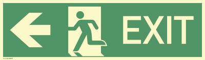 Schild EXIT links, Alu, langnachleuchtend, 160-mcd, 390x115 mm-0