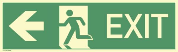 Schild EXIT links, Alu, langnachleuchtend, 160-mcd, 390x115 mm