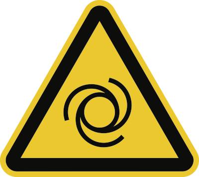 Schild Warnung vor automatischem Anlauf ISO 7010, Folie, 200 mm SL-0