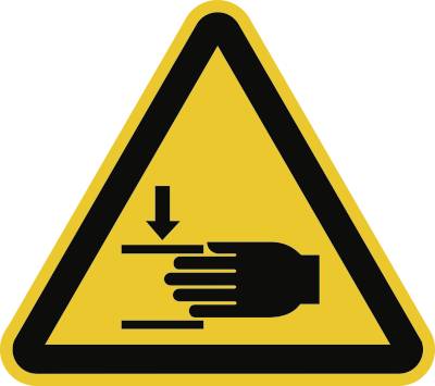 Schild Warnung vor Handverletzungen ISO 7010, Folie, 50 mm SL, 6 Stück/Bogen-0
