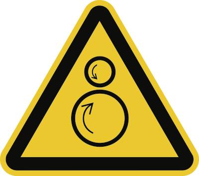 Schild Warnung vor gegenläufigen Rollen ISO 7010, Folie, 100 mm SL-0