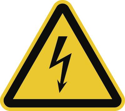 Schild Warnung vor elektrischer Spannung ISO 7010, Folie, 100 mm SL, 500 Stück/Rolle-0