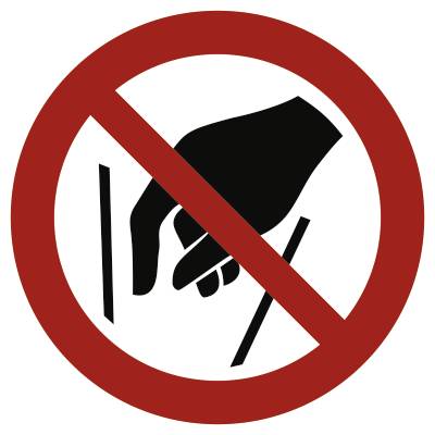 Schild Hineinfassen verboten ISO 7010, Folie, Ø 100 mm-0