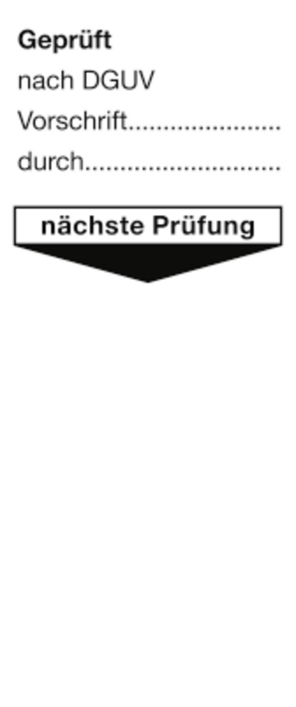 Grundplakette Gepr.nach DGUV Vorsch. d. nächste Prüfung, Folie, 40x95 mm, 10St./Bo.