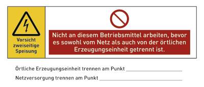 Schild Warnhinweis für eine PV-Anlage (Photovoltaikanlage), Folie, 140x60 mm-0