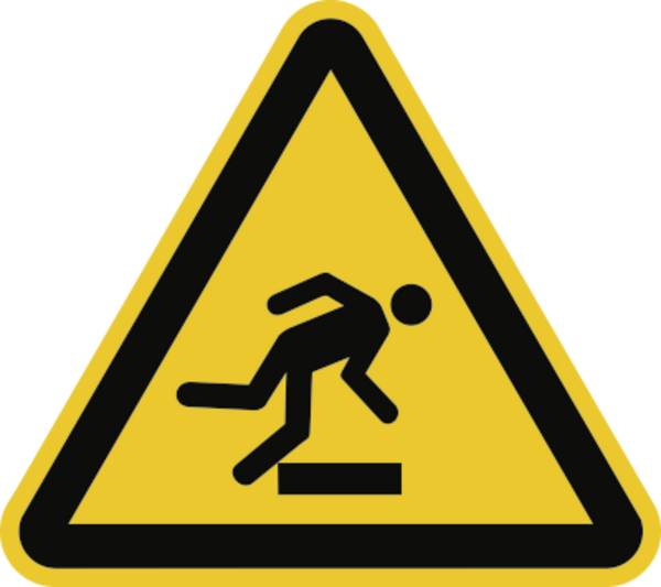 Schild Warnung vor Hindernissen am Boden ISO 7010, Folie, 100 mm SL