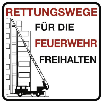 Schild Rettungswege für die Feuerwehr freihalten, Alu, 500x500 mm-0