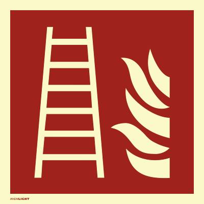 Schild Feuerleiter ISO 7010, Folie, langnachleuchtend, 160-mcd, 200x200 mm-0
