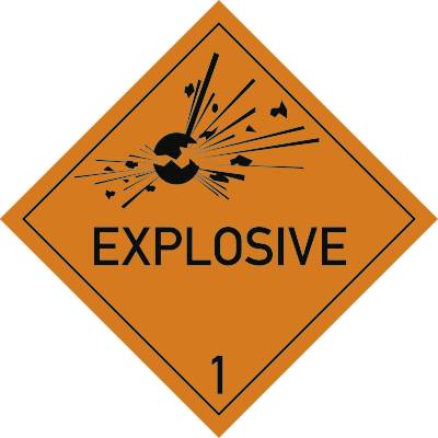 Aufkleber Gefahrzettel Klasse 1 Text EXPLOSIVE, Folie, 100x100 mm-0