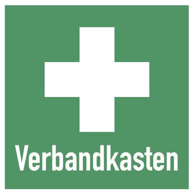 Aufkleber Hinweis auf Erste Hilfe Verbandkasten quadratisch, Folie, 250x250 mm-0