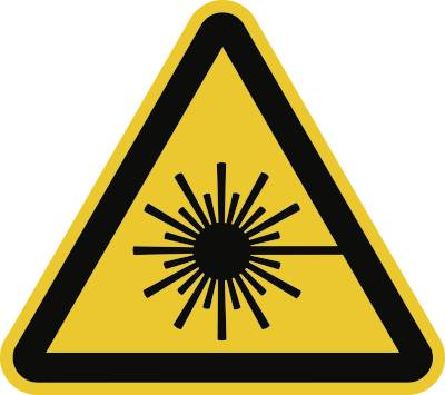 Schild Warnung vor Laserstrahl ISO 7010, Folie, 20 mm SL, 12 Stück/Bogen-0