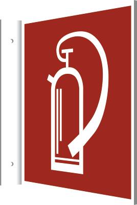 Fahnenschild Feuerlöscher, Kunststoff, 200x200 mm-0