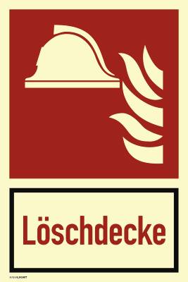 Löschdecke ISO 7010, Kombischild, Kunststoff, nachleucht., 160-mcd, 200x300 mm-0