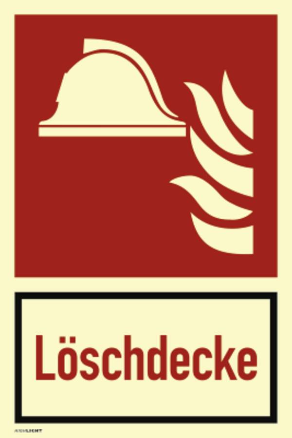 Löschdecke ISO 7010, Kombischild, Kunststoff, nachleucht., 160-mcd, 200x300 mm