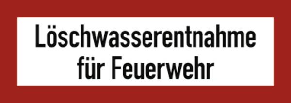 Schild Löschwasserentnahme für Feuerwehr, Alu, 210x74 mm