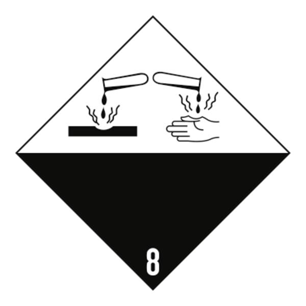 Gefahrzettel Klasse 8, Folie, 100x100 mm, 1000 Stück/Rolle