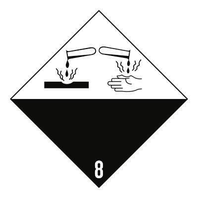 Gefahrzettel Klasse 8, Folie, 100x100 mm, 1000 Stück/Rolle-0