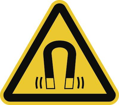 Schild Warnung vor magnetischem Feld ISO 7010, Folie, 50 mm SL, 6 Stück/Bogen-0