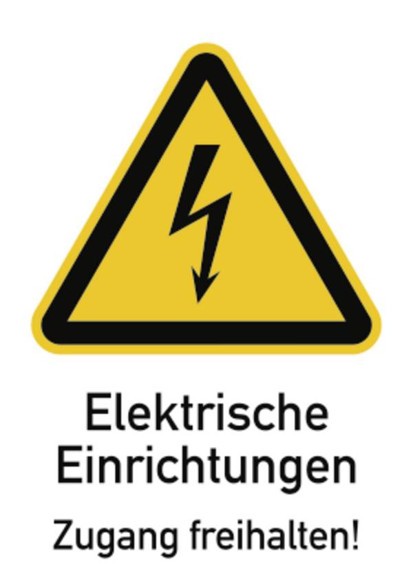 Elektrische Einrichtungen Zugang freihalten!, Kombischild, Folie, 131x185 mm