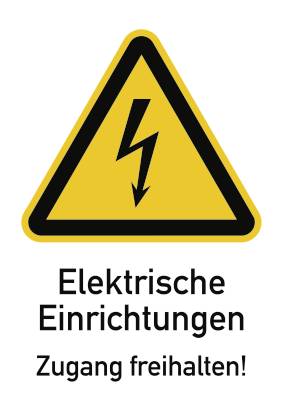 Elektrische Einrichtungen Zugang freihalten!, Kombischild, Folie, 131x185 mm-0