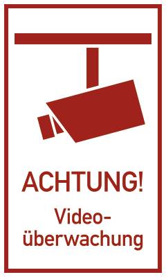 Schild ACHTUNG! Videoüberwachung, Alu, 300x500 mm-0