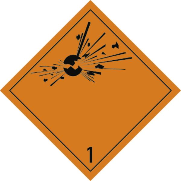 Aufkleber Gefahrzettel Klasse 1, Folie, 100x100 mm