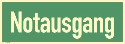 Notausgang, Textschild Folie 297x105 mm langnachleuchtend 160 mcd-0