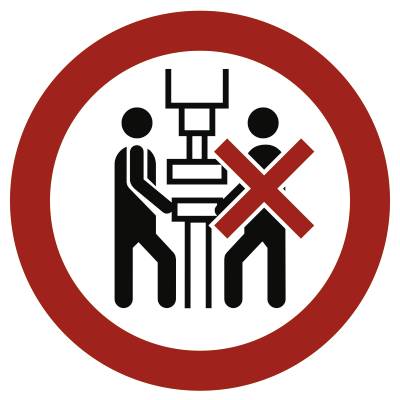 Schild Maschine darf nur von einer Person bedient werden, Folie, Ø 50 mm, 10 Stück/Bogen-0