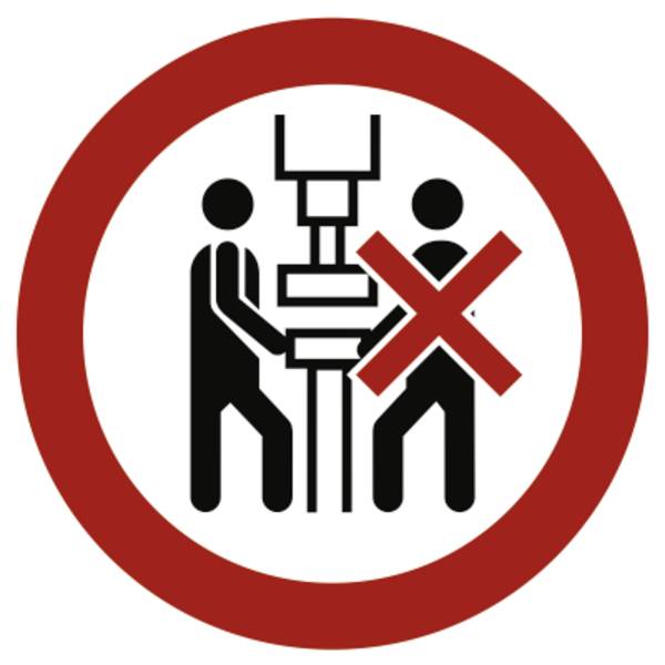 Schild Maschine darf nur von einer Person bedient werden, Folie, Ø 50 mm, 10 Stück/Bogen