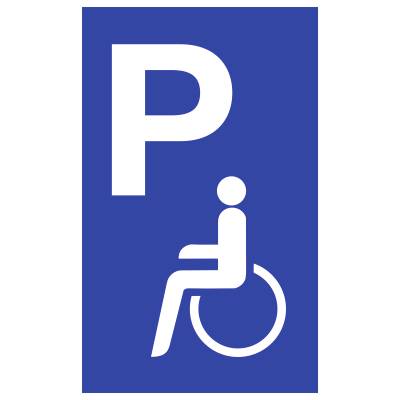 Parkplatzschild - Parkplatz für Behinderte, Alu, 250x400 mm