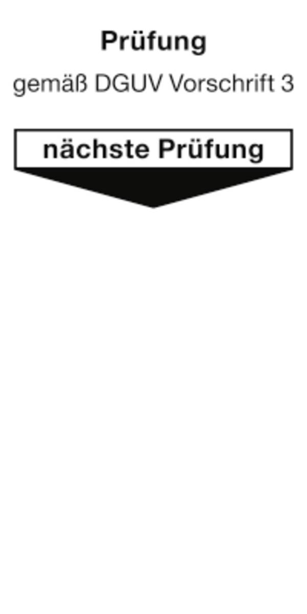 Grundplakette Prüfung gemäß DGUV Vorschrift 3..., Folie, 40x80 mm, 10 Stück/Bogen