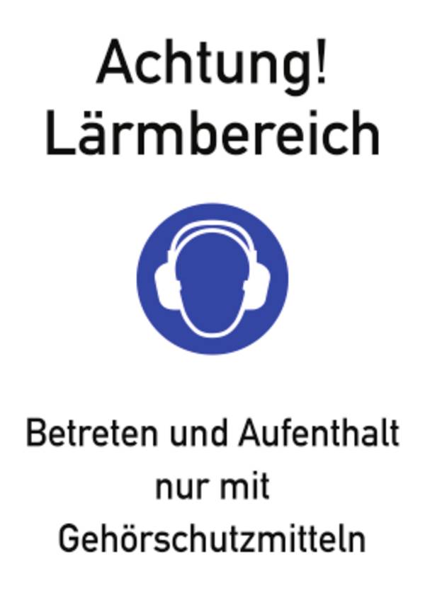 Achtung Lärmbereich ISO 7010, Kombischild, Kunststoff, 210x297 mm