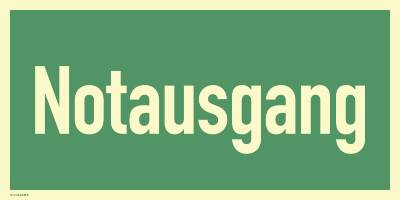 Notausgang, Textschild, Folie, langnachleuchtend, 160-mcd, 400x200 mm-0