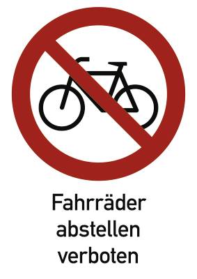 Fahrräder abstellen verboten, Kombischild, Alu, 210x297 mm-0