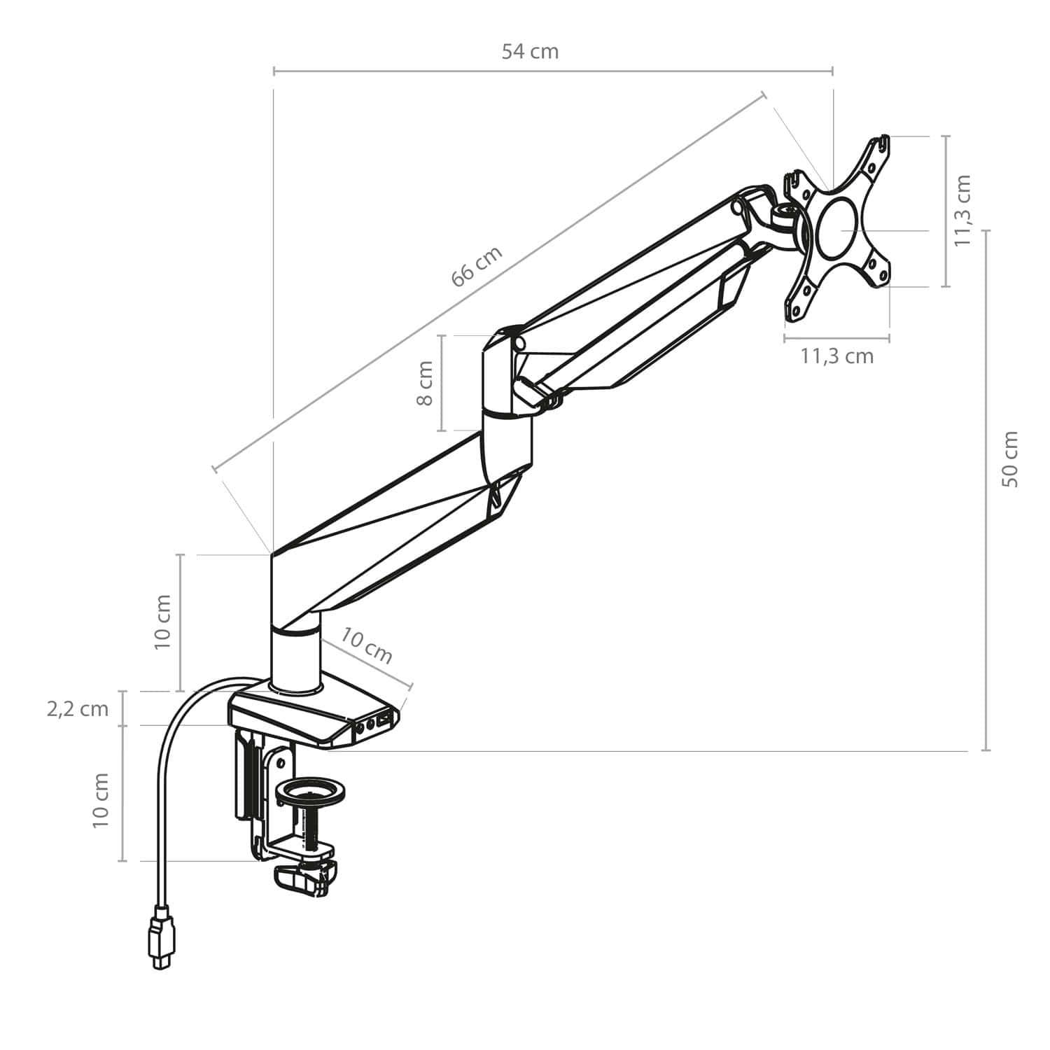 TV-/Monitor-Halter-Arm mit Gasdruckfeder 25 - 68 cm (10 - 27 Zoll) neigbar-1