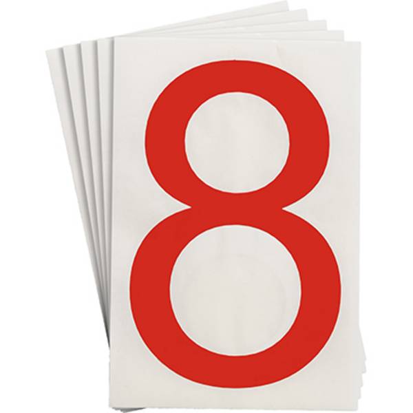Bodenmarkierer, '8', rot, extra stark klebend rückstandsfrei entfernbar, 152,40 mm x 203,2 mm, 20 Etiketten