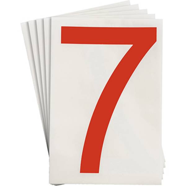 Bodenmarkierer, '7', rot, extra stark klebend rückstandsfrei entfernbar, 152,40 mm x 203,2 mm, 20 Etiketten