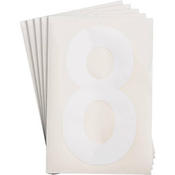Bodenmarkierer, '8', weiß, extra stark klebend rückstandsfrei entfernbar, 152,40 mm x 203,2 mm, 20 Etiketten