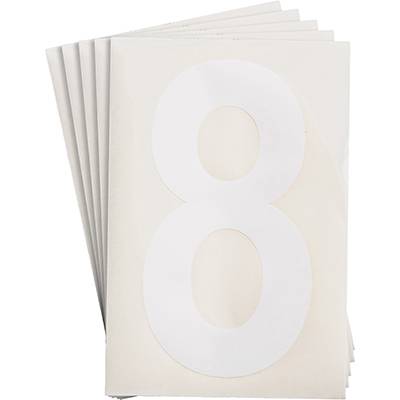 Bodenmarkierer, '8', weiß, extra stark klebend rückstandsfrei entfernbar, 152,40 mm x 203,2 mm, 20 Etiketten-0