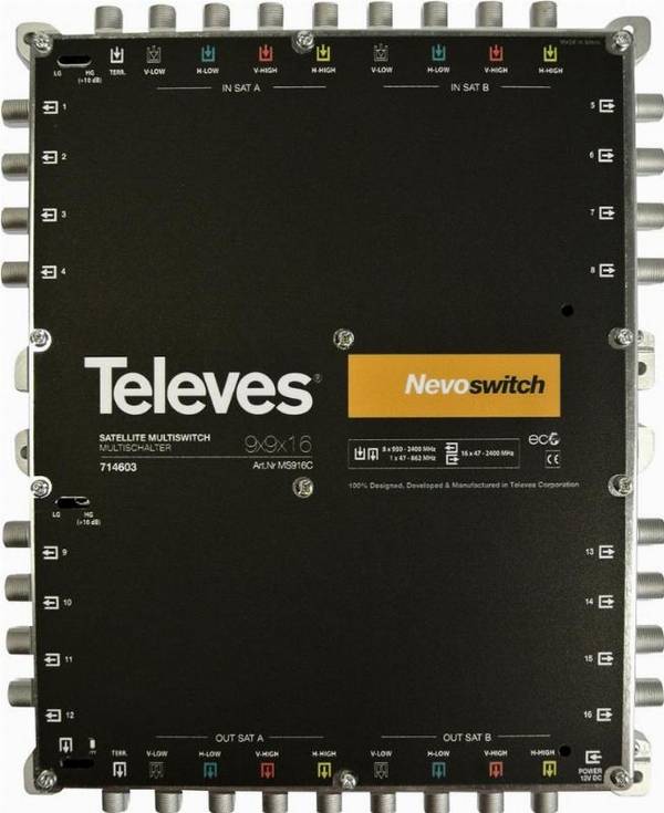 Televes Multischalter 9 in 16 Guß MS916C