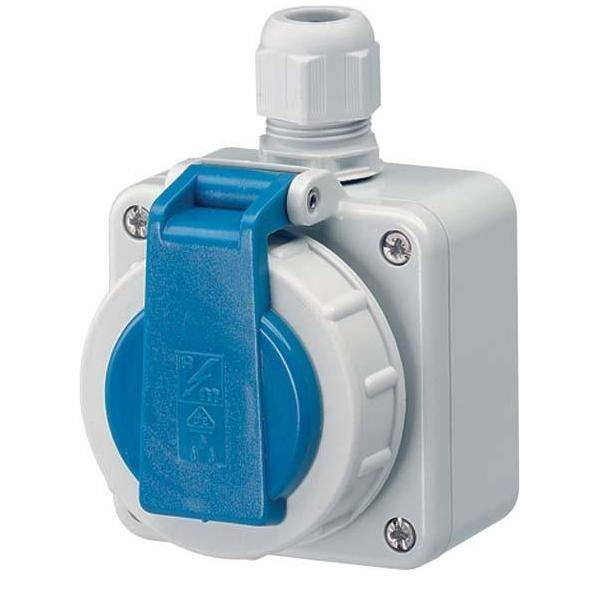Mennekes Schuko-Wanddose 16A,2p+E,230V,bl 10863-0