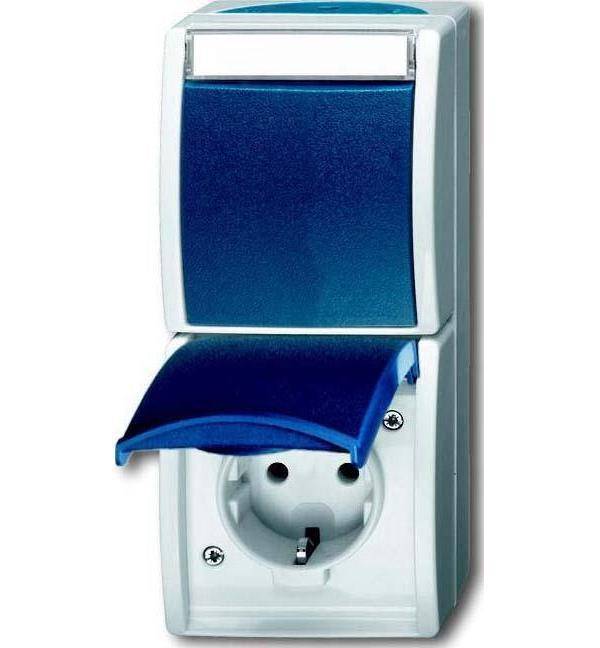 BUSCH JAEGER - Busch-Jaeger 2601/6/20 EBW-53, Typ F, 2P+E, Blau, Weiß, IP44, 250 V, 16 A-0